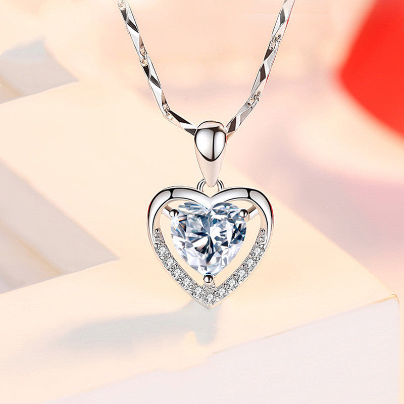 925 Heart-shaped Rhinestones Necklace