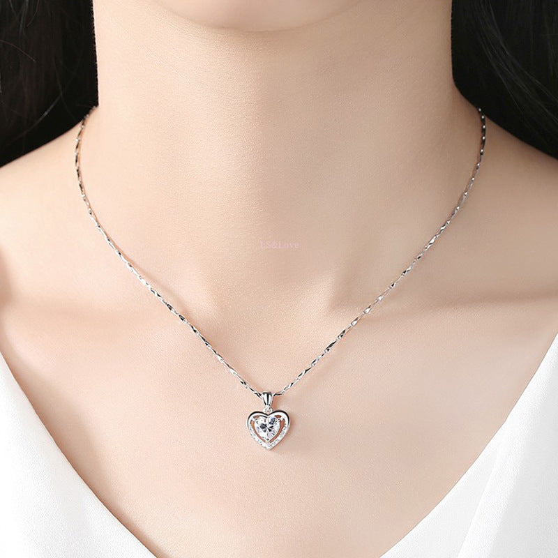 925 Heart-shaped Rhinestones Necklace