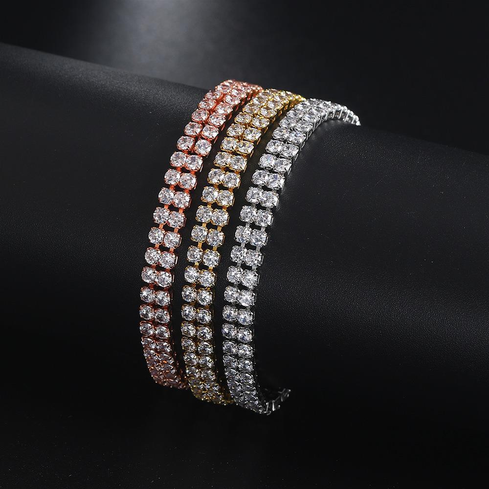 Fashion Double Row Zircon Bracelet For Women Rhinestone Bracelet