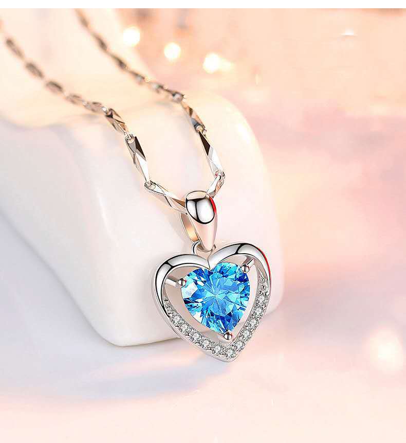 925 Heart-shaped Rhinestones Necklace