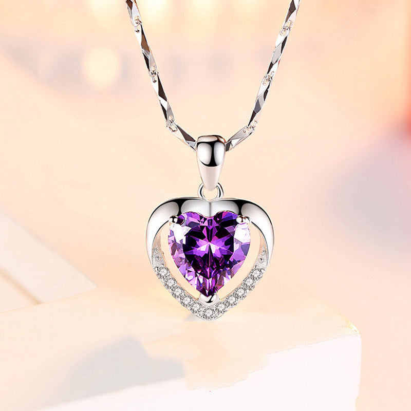 925 Heart-shaped Rhinestones Necklace