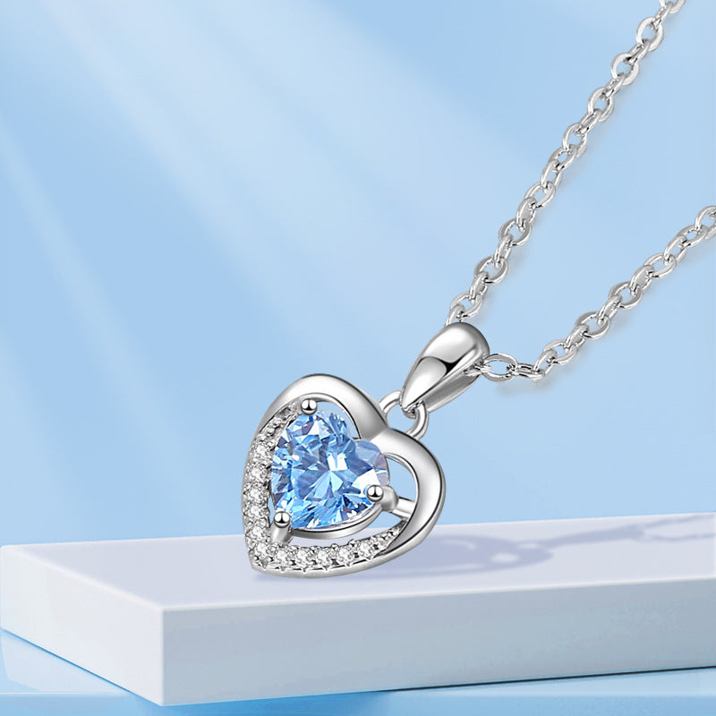 925 Heart-shaped Rhinestones Necklace